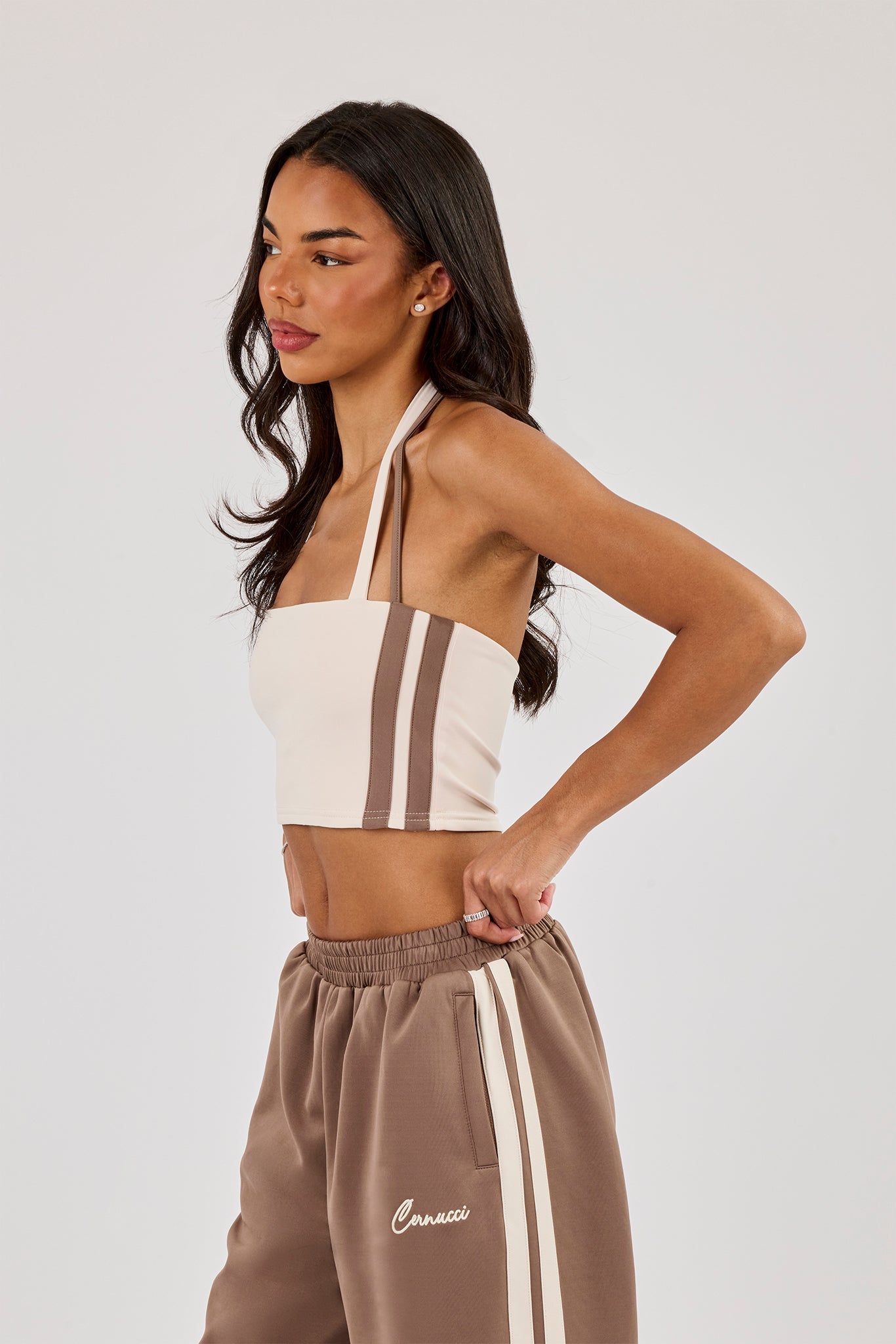 Taping Double Halterneck Top - Off White
